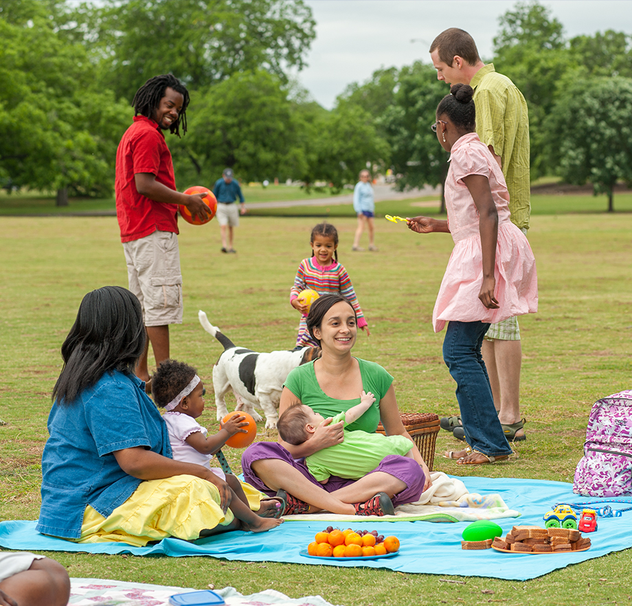Need activity ideas? Play with the kids in the park.