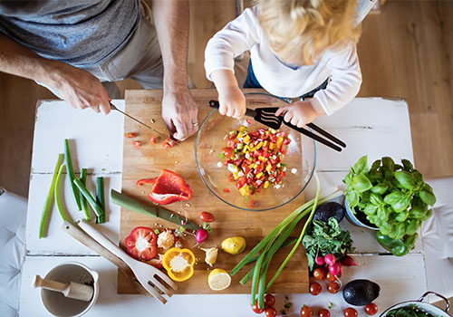 3 year olds can put food on a plate.