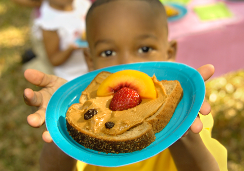 Make faces out of food.